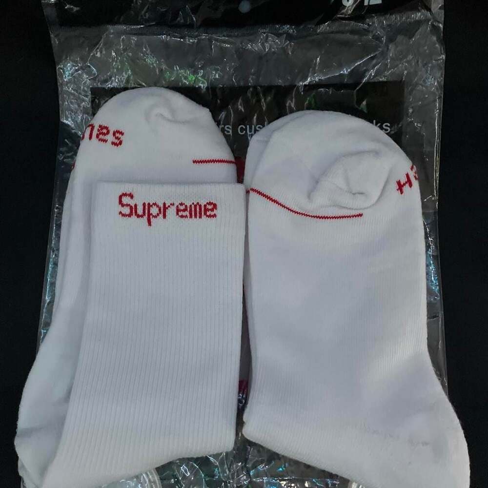 Supreme x Hanes Crew Socks White Red Box Logo